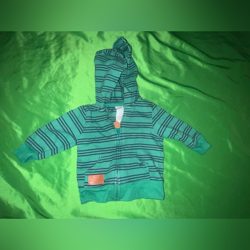Carter's Green Striped Kids Hoodie size 3 Months